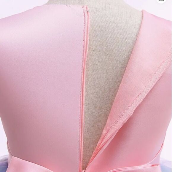 NEW! Little Girl Princess Unicorn Frilled Colorful Rainbow Mesh Hem Ball Gown - Picture 6 of 6